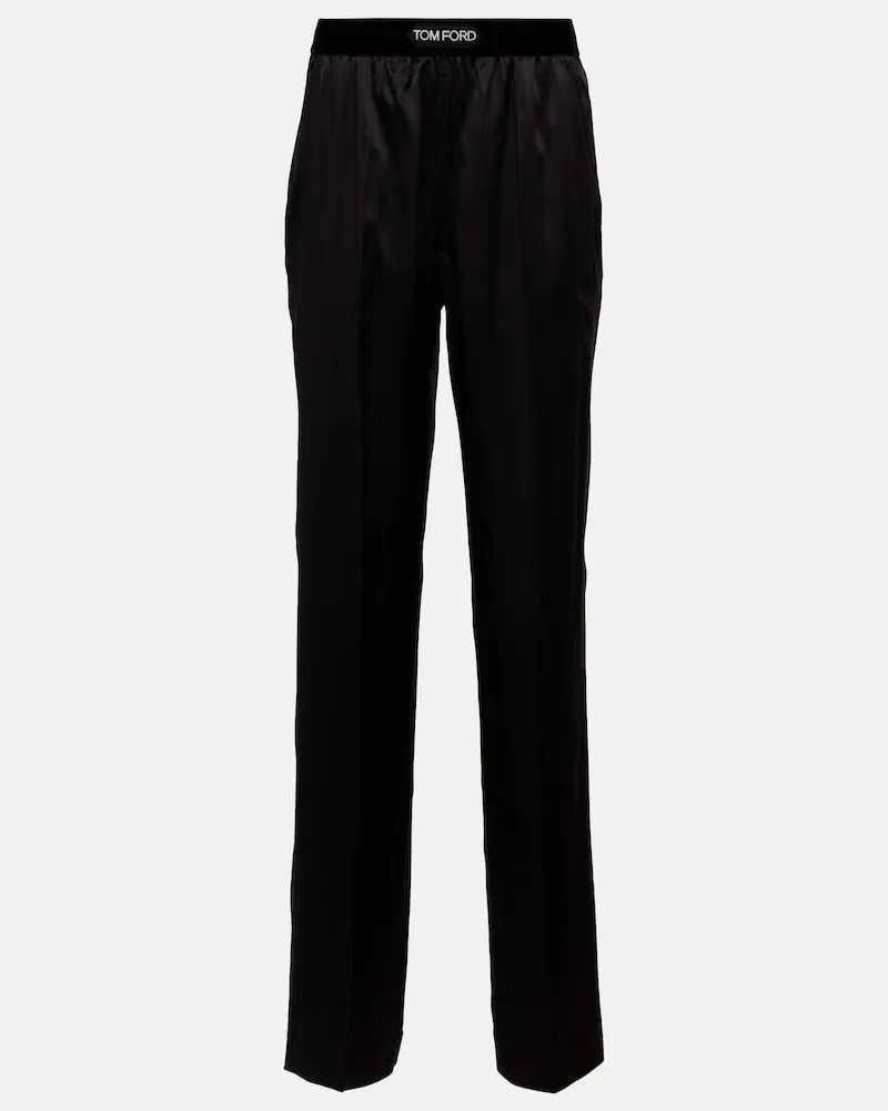 Tom Ford Pantaloni in misto seta Nero