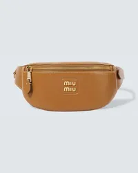 Miu Miu Marsupio in pelle con logo Marrone