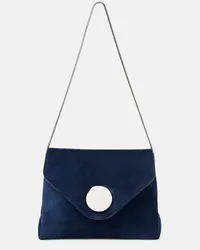 KHAITE Borsa a spalla Bobbi in suede Blu