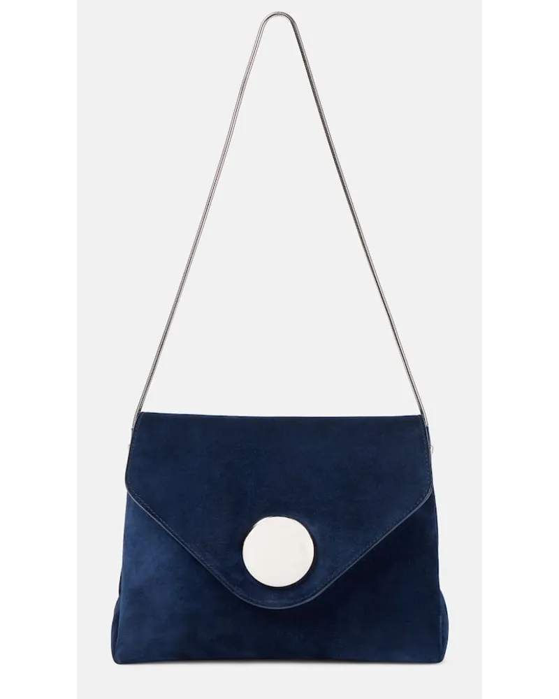 KHAITE Borsa a spalla Bobbi in suede Blu