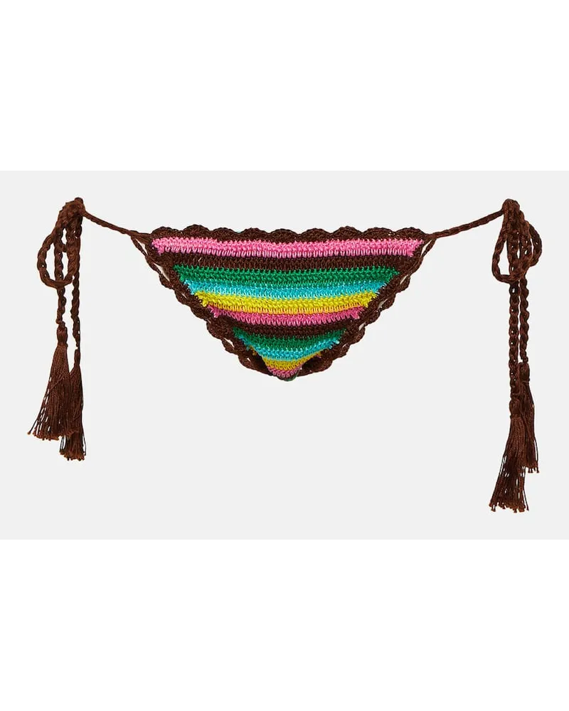 Anna Kosturova Slip bikini in crochet a righe Multicolore