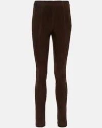 Ralph Lauren Pantaloni skinny a vita alta in suede Marrone