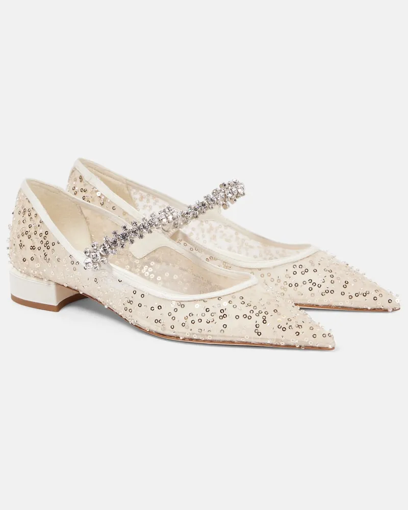 Jimmy Choo Pumps Bing con cristalli e paillettes Bianco