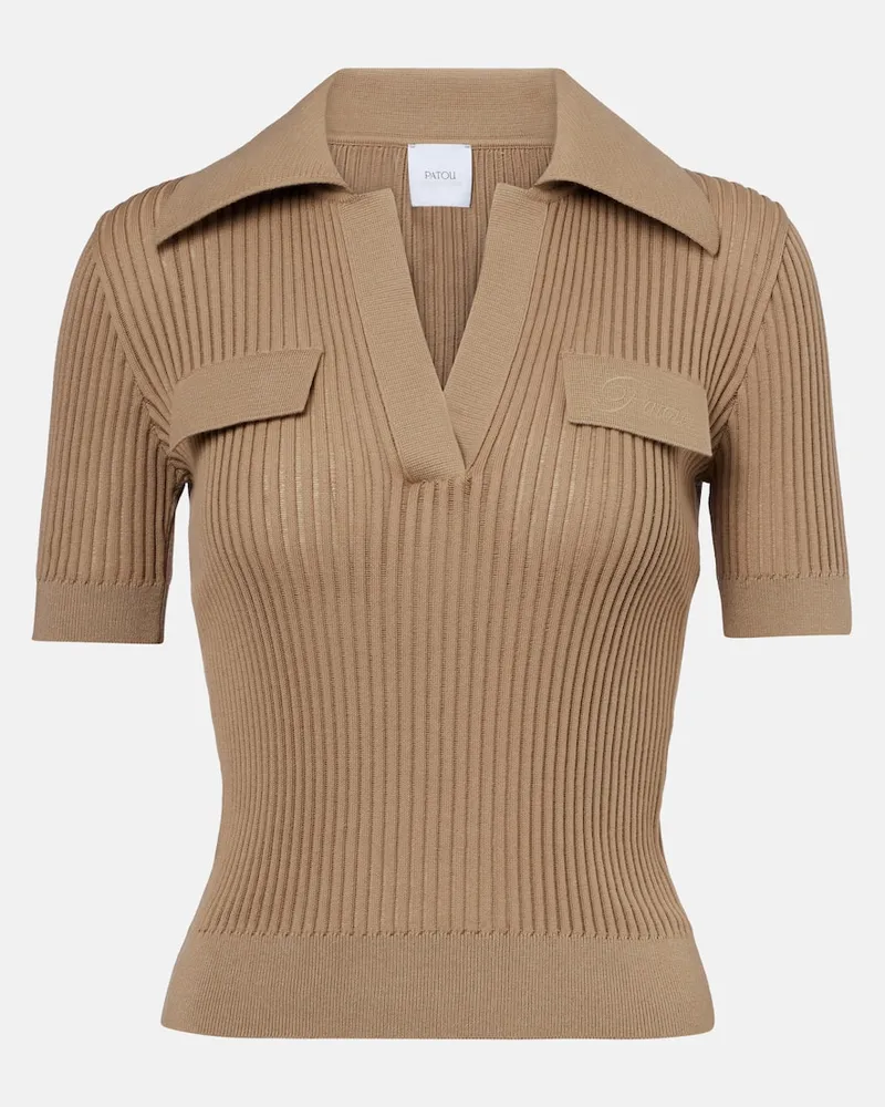Patou Polo in cotone a coste Verde