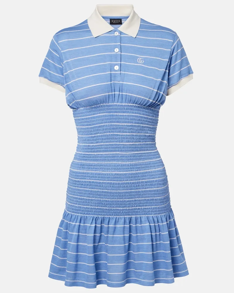 Gucci Abito polo in seta a righe Blu