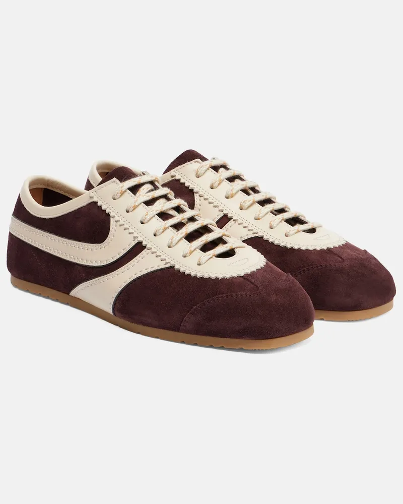 Dries van Noten Sneakers in suede con pelle Borgogna