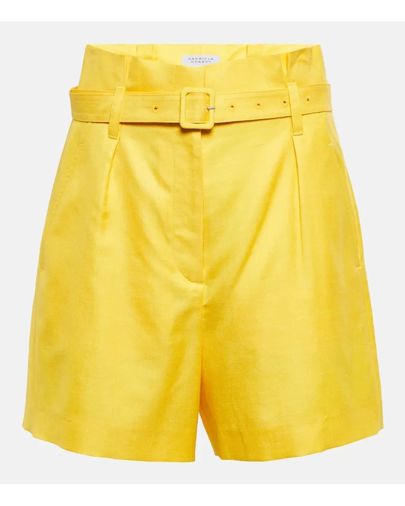 Gabriela Hearst Shorts Claudio in lana, seta e lino Giallo