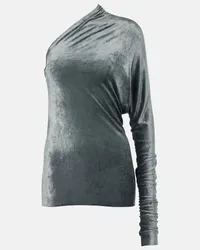 Rick Owens Top monospalla Diana in velluto Blu