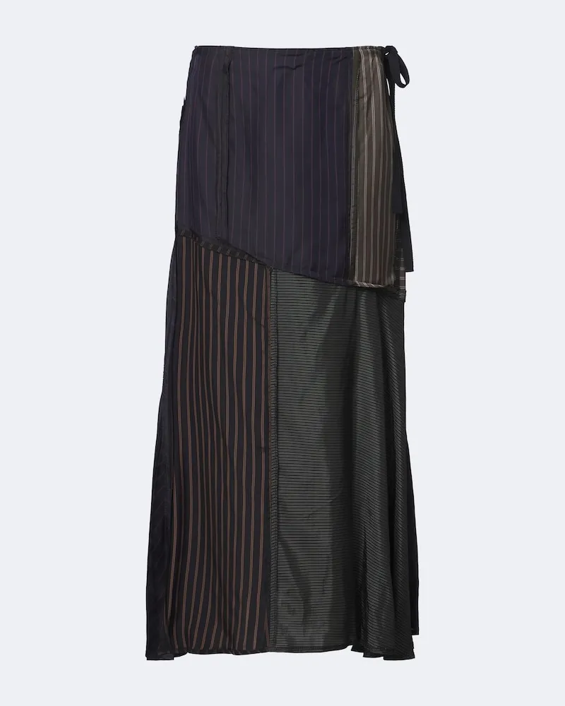 Maison Margiela Gonna lunga patchwork a righe Blu