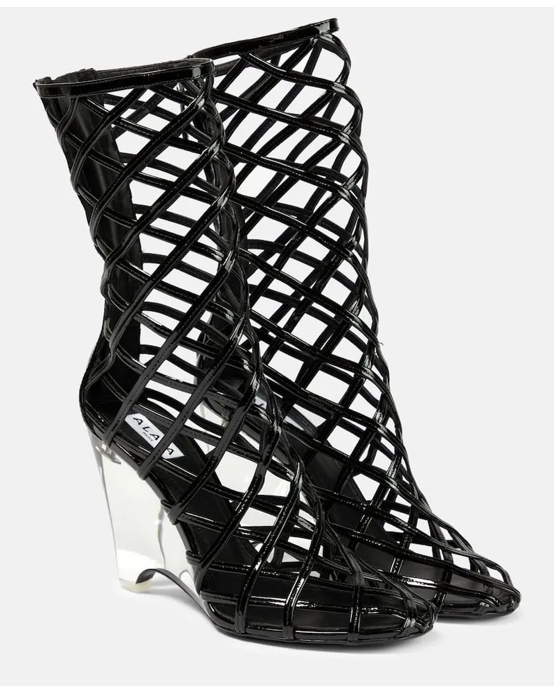 Alaïa AlaÃ¯a Stivaletti in pelle con zeppa Nero