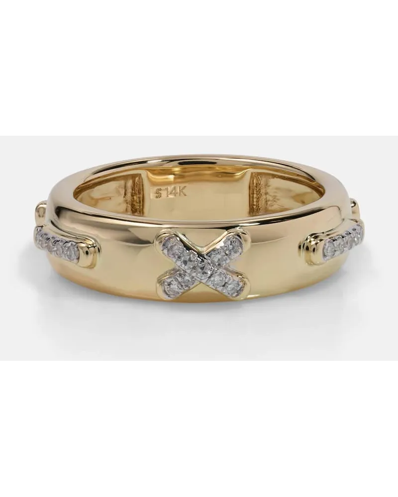 Stone & Strand Anello Diamond Cross Stitch in oro 14kt con diamanti Oro