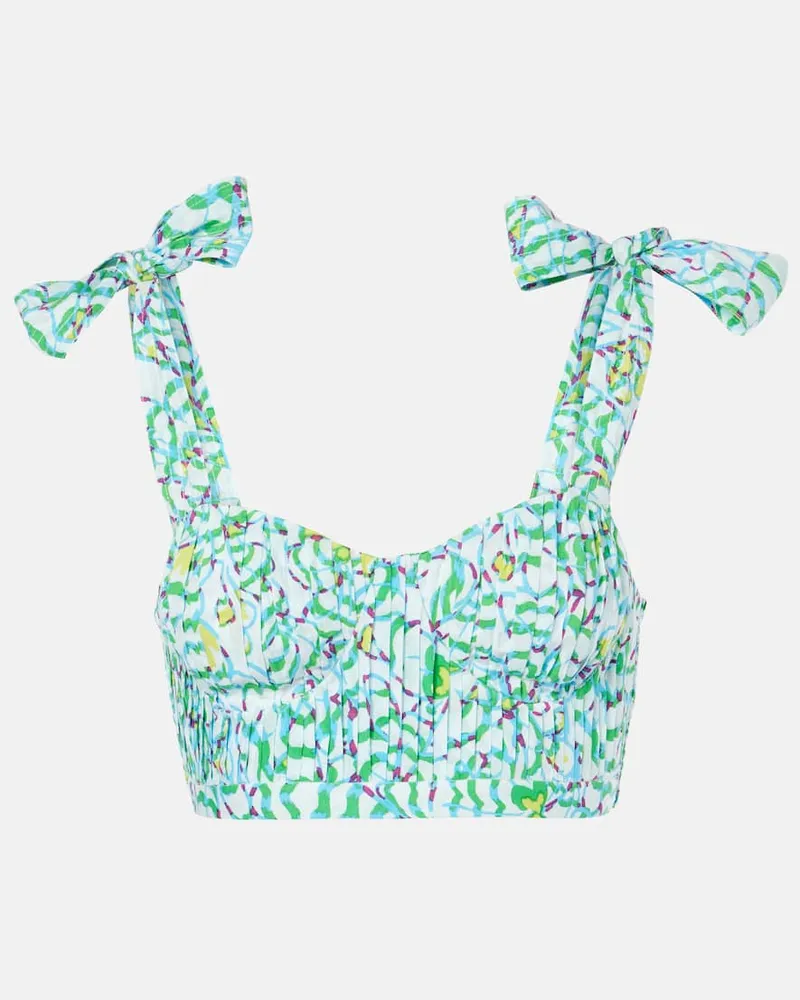 Poupette St Barth Top cropped Carla con stampa Verde