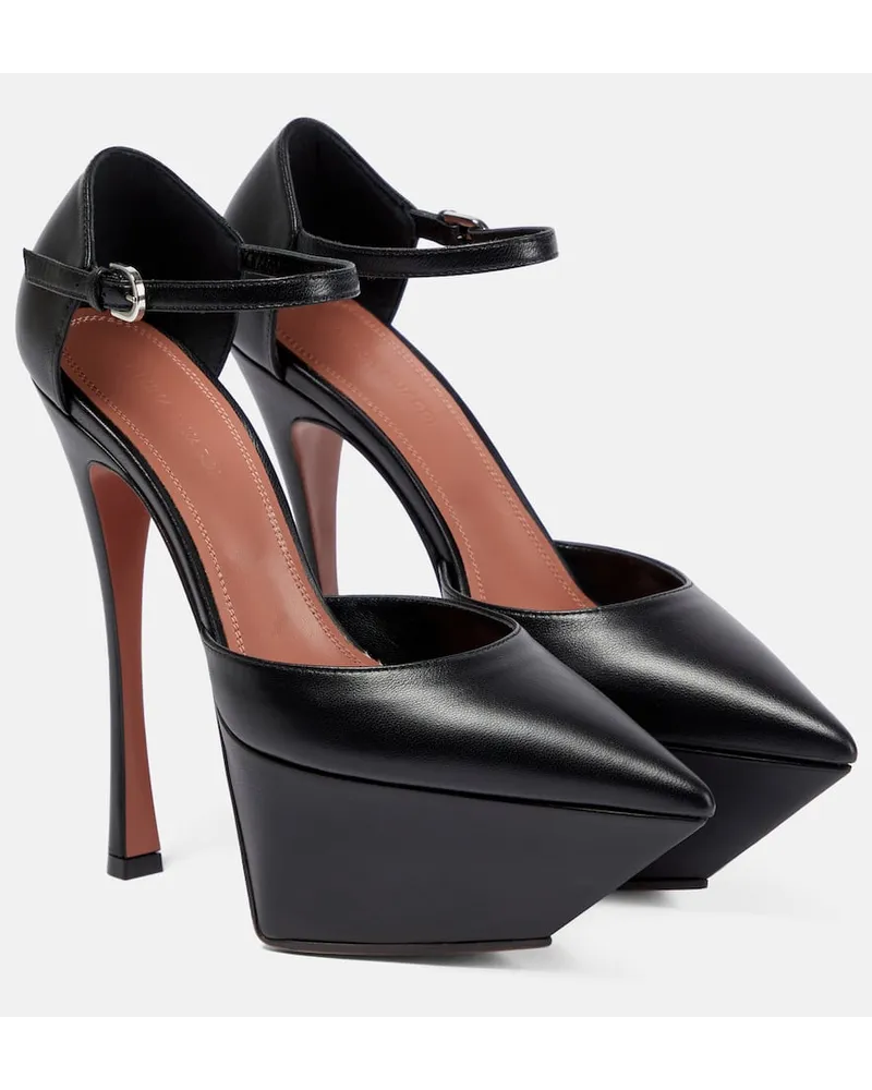 Amina Muaddi Pumps Angelica in pelle con platform Nero