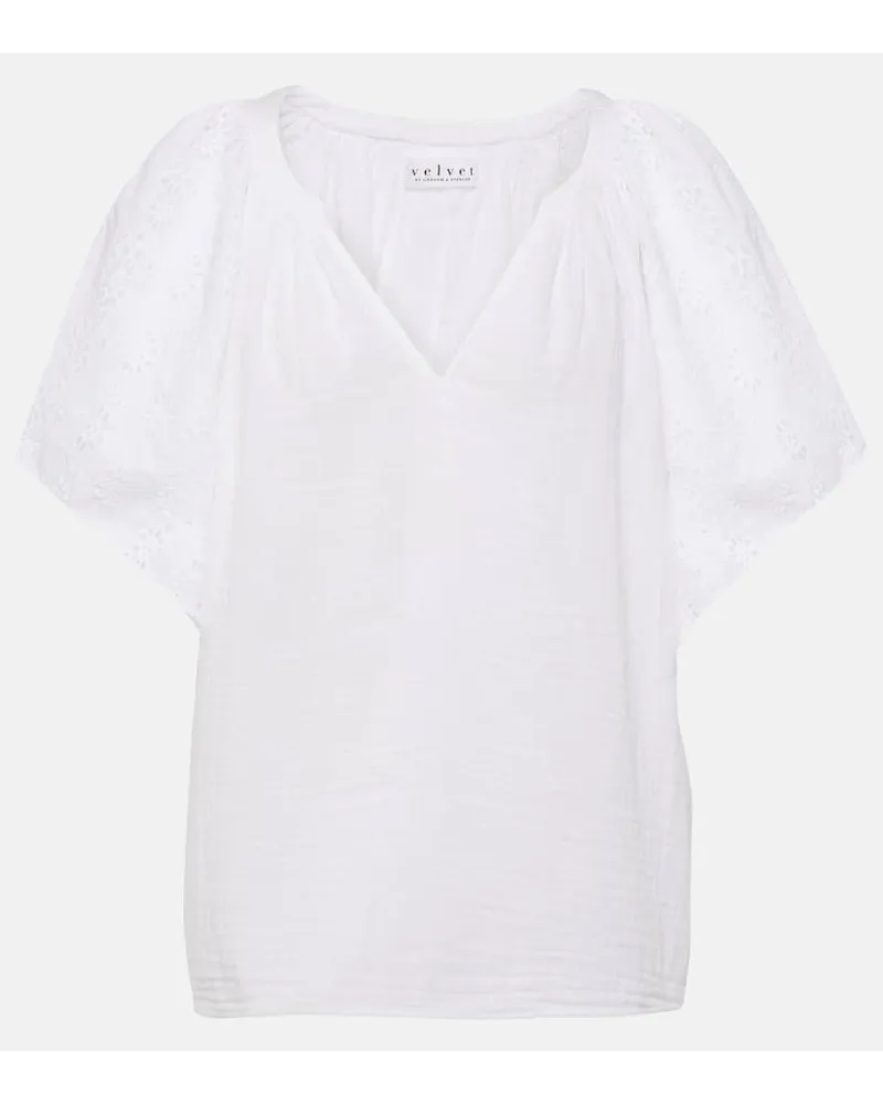 Velvet Top Tish in cotone Bianco