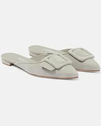 Manolo Blahnik Slippers Maysale in suede Grigio