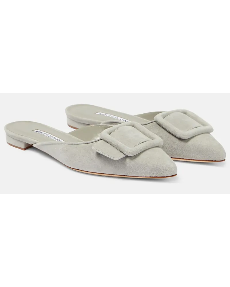 Manolo Blahnik Slippers Maysale in suede Grigio