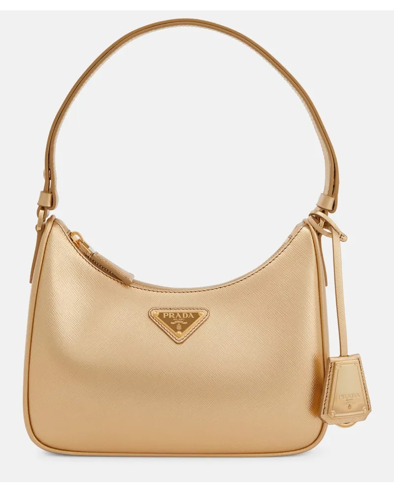 Prada Borsa a spalla Cleo Mini in pelle Oro