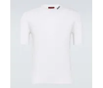 Gucci T-shirt in seta e cotone con logo Bianco