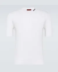 Gucci T-shirt in seta e cotone con logo Bianco