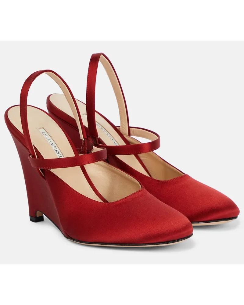 EMILIA WICKSTEAD Pumps con zeppa Aster in raso Rosso