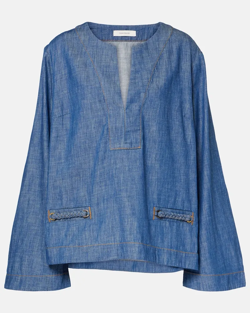 Zimmermann Blusa di jeans Wylie Blu