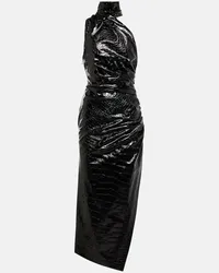 Alaïa Alaïa Abito midi asimmetrico con stampa Nero