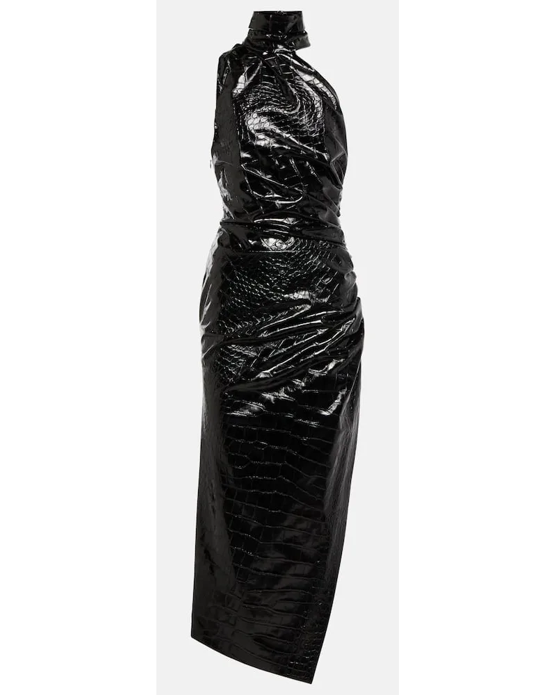 Alaïa AlaÃ¯a Abito midi asimmetrico con stampa Nero