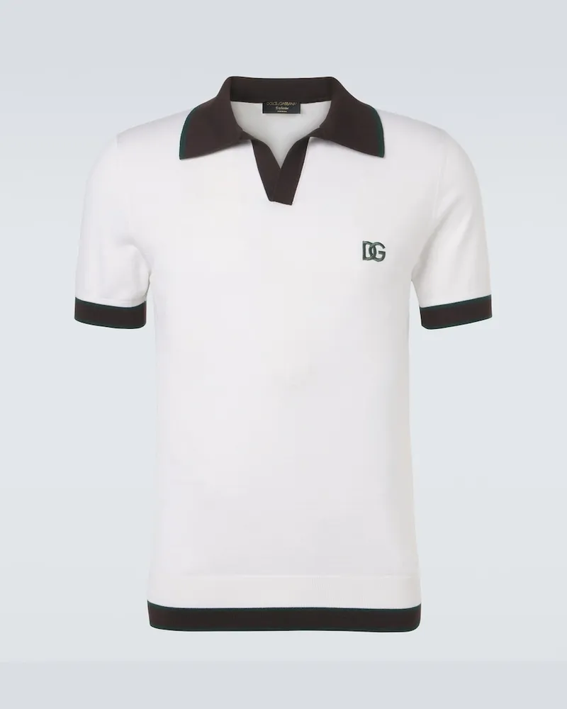 Dolce & Gabbana Polo in lana e seta Bianco