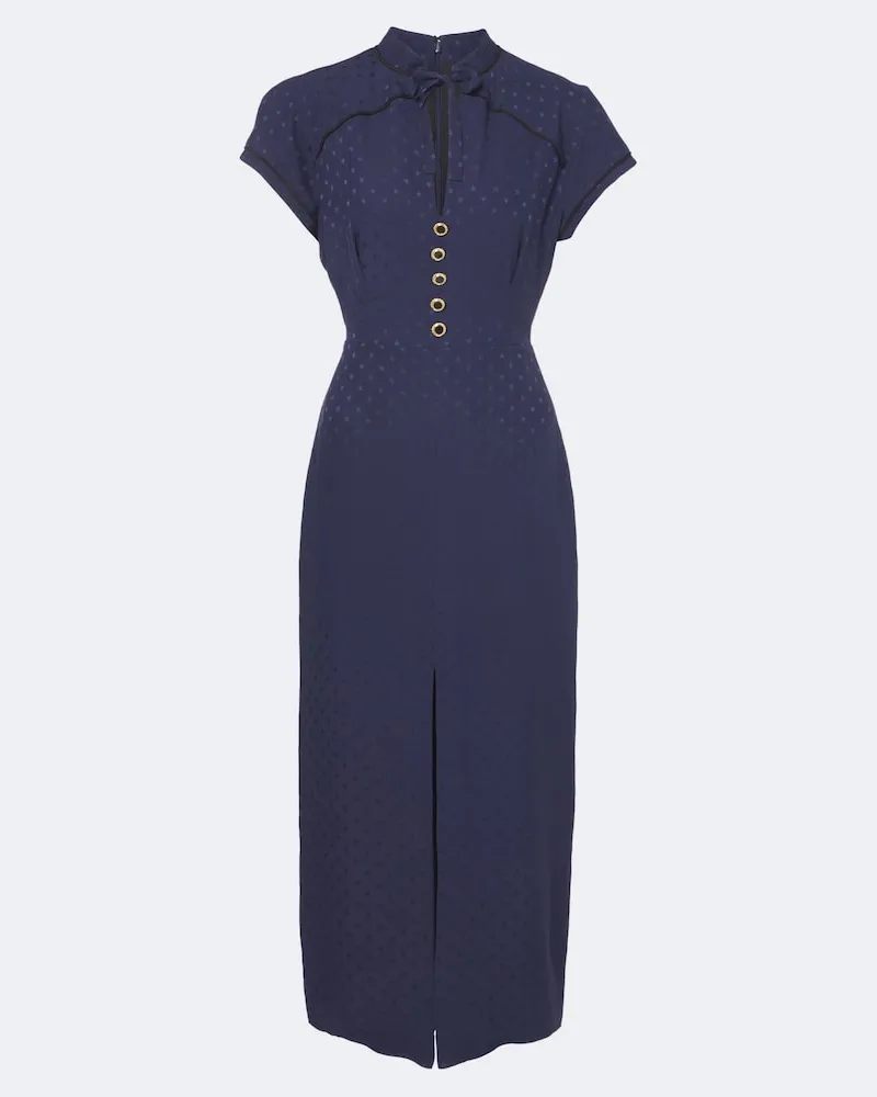 Alessandra Rich Abito midi in seta jacquard Blu