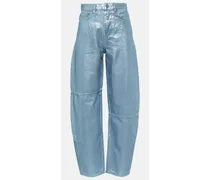 Jeans metallizzati a vita alta