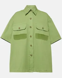 Stella McCartney Camicia oversize in canvas di cotone Verde