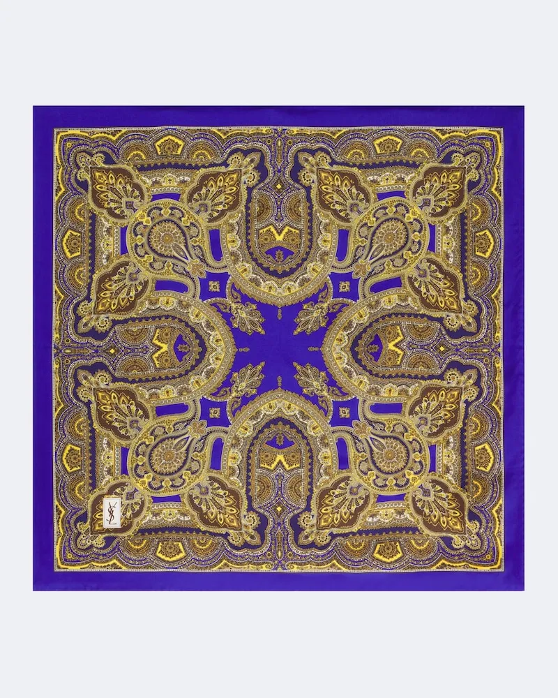 Saint Laurent Sciarpa in seta con stampa Blu
