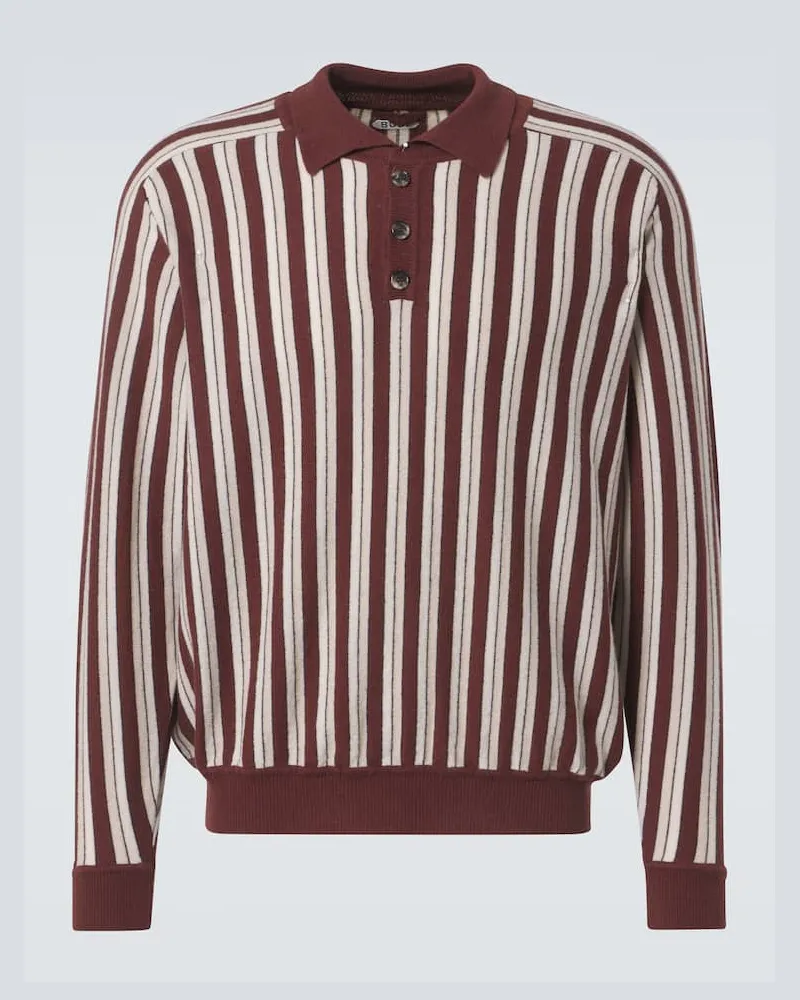 BODE Polo Hogan Stripe in lana e cashmere Marrone