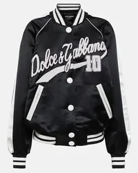 Dolce & Gabbana Giacca varsity in raso con logo Nero