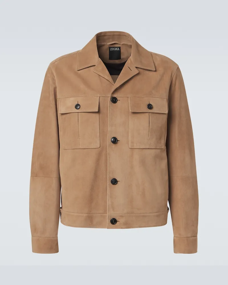 Ermenegildo Zegna Giacca in suede Beige