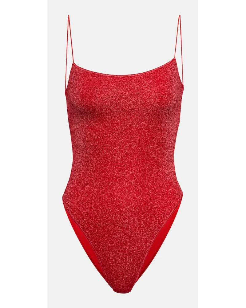 Oséree OsÃ©ree Costume intero LumiÃ¨re Square in lamÃ Rosso