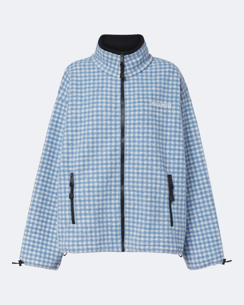 Miu Miu Giacca in pile a quadri Blu