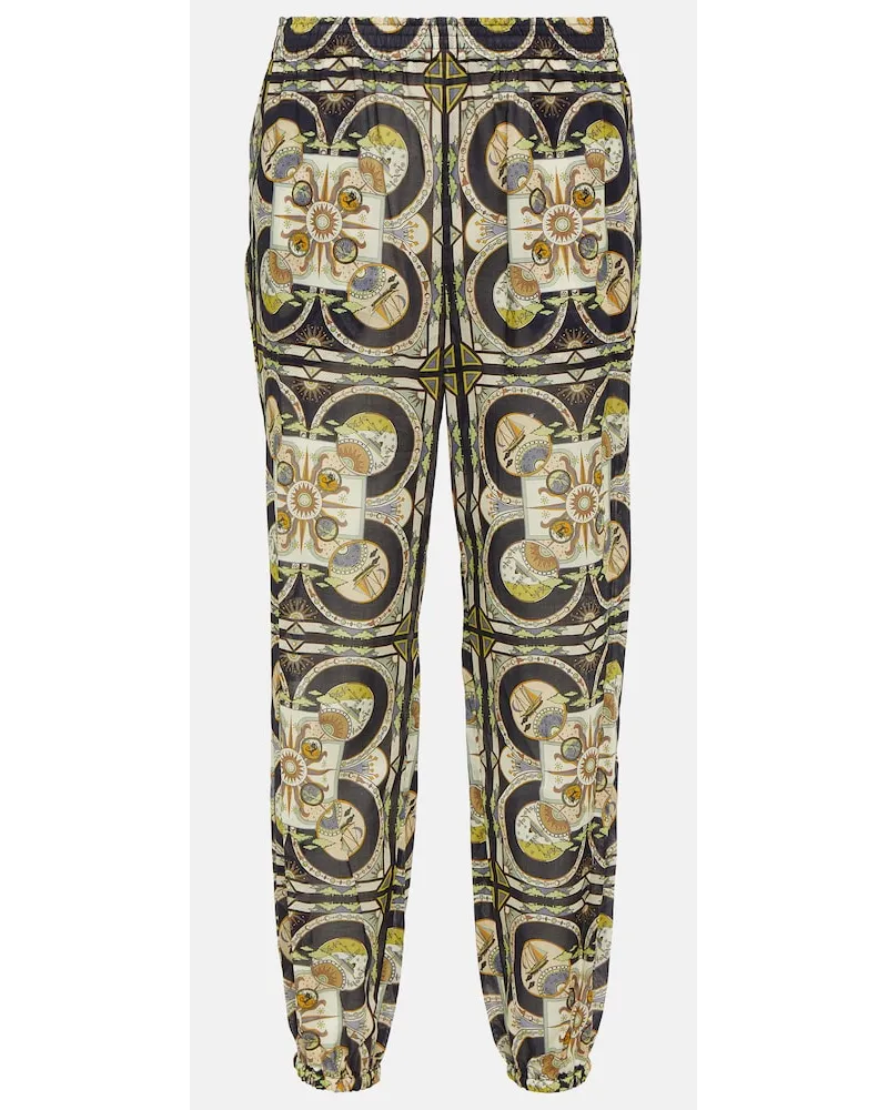 Tory Burch Pantaloni tapered in cotone con stampa Multicolore