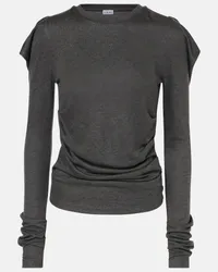 Loewe Top in jersey con ruches Grigio