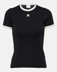 Courrèges Courrèges T-shirt in jersey di cotone con logo Nero