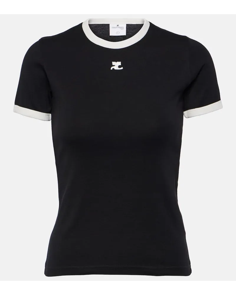 Courrèges CourrÃ¨ges T-shirt in jersey di cotone con logo Nero