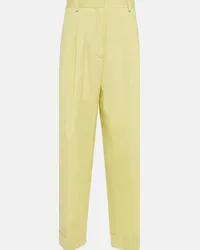 Dries van Noten Pantaloni in popeline di cotone Giallo