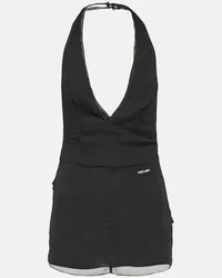 Miu Miu Tank top in chiffon di seta Nero