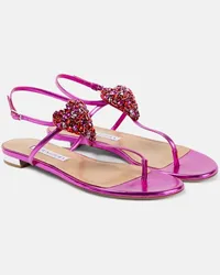 Aquazzura Sandali infradito Love Me in pelle metallizzata Rosa