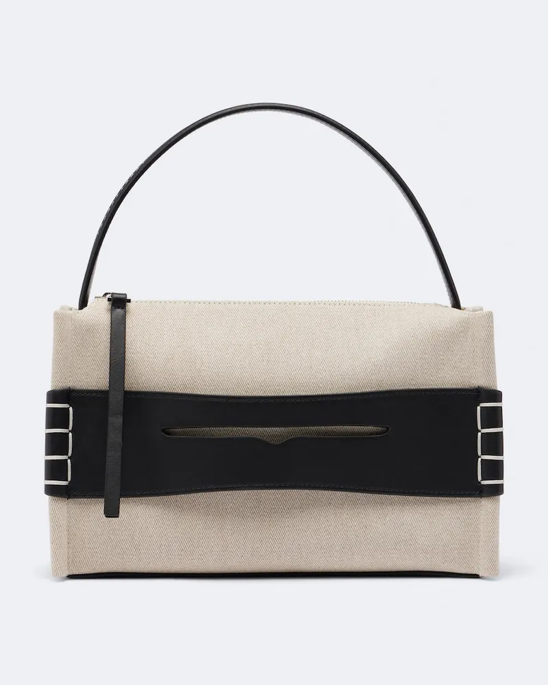 J.W.Anderson Borsa Loafer Medium in canvas e pelle Bianco