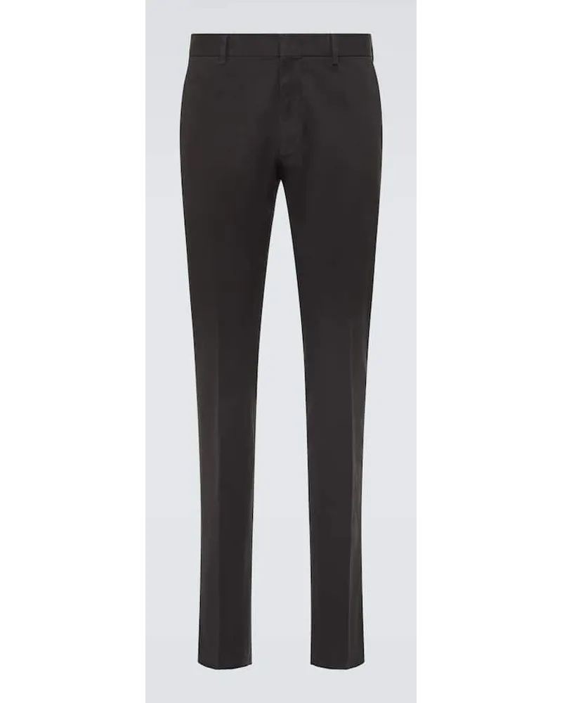 Ermenegildo Zegna Pantaloni chino in misto cotone Nero