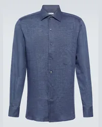 Loro Piana Camicia André in lino Blu