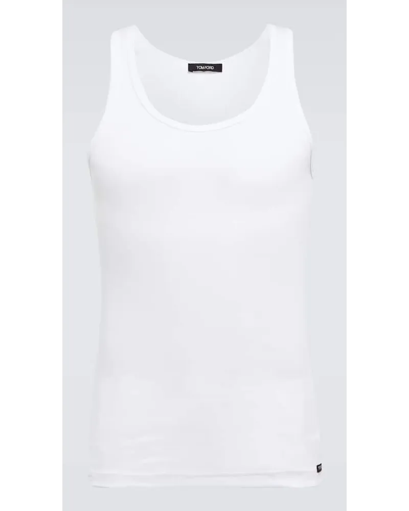 Tom Ford Tank top in misto cotone a coste Bianco