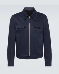 Tom Ford Giacca blouson in cotone e lino Blu