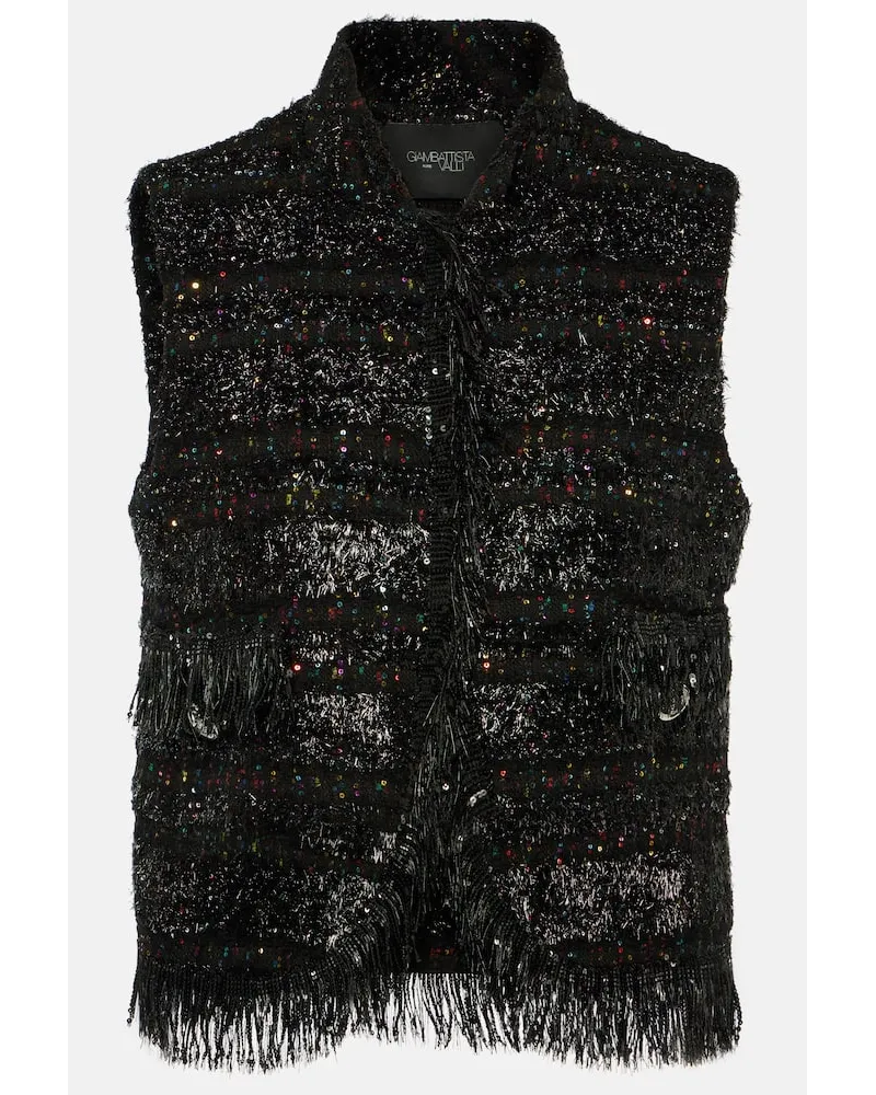 Giambattista Valli Gilet in bouclé con paillettes Nero